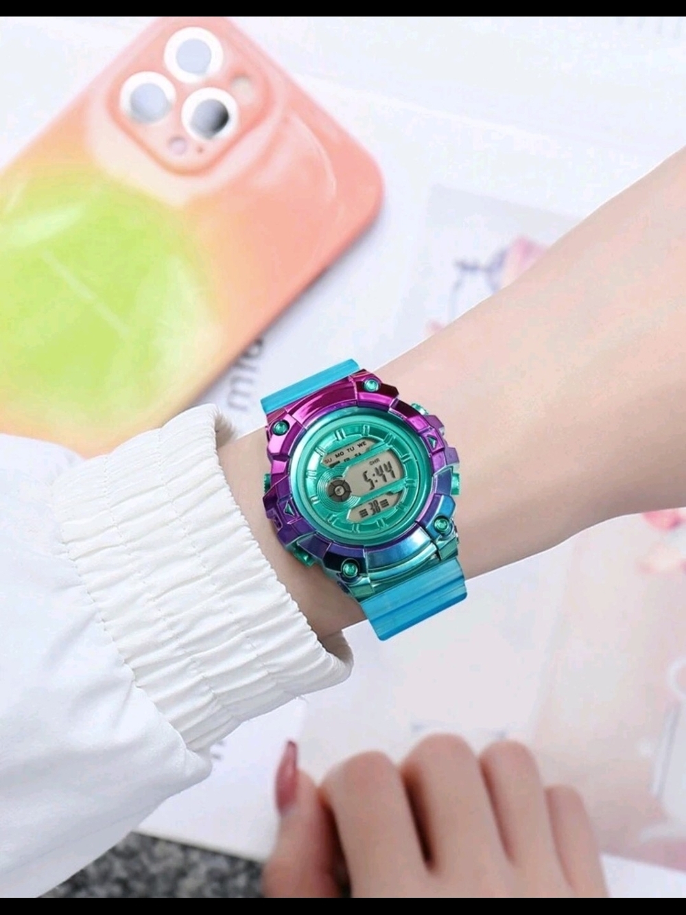 NWOT- Digital Sport Watch - Blue & Purple Metallic.